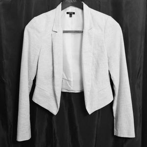 Women's White with Silver Sparkle Cropped Blazer